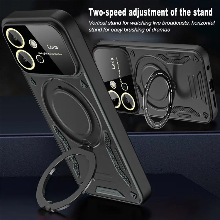 For Xiaomi Redmi Note 12 4G Magnetic Case Rotating Kickstand PC+TPU Phone Back Cover