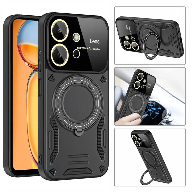 For Xiaomi Redmi Note 12 4G Magnetic Case Rotating Kickstand PC+TPU Phone Back Cover