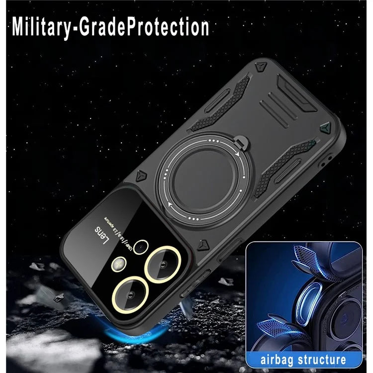 For Xiaomi Redmi Note 12 4G Magnetic Case Rotating Kickstand PC+TPU Phone Back Cover