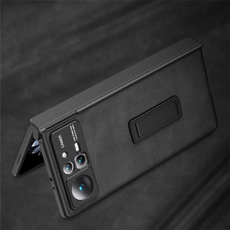 GKK For Xiaomi Mix Fold 2 5G Matte Leather Case Kickstand Phone Cover with Tempered Glass Film