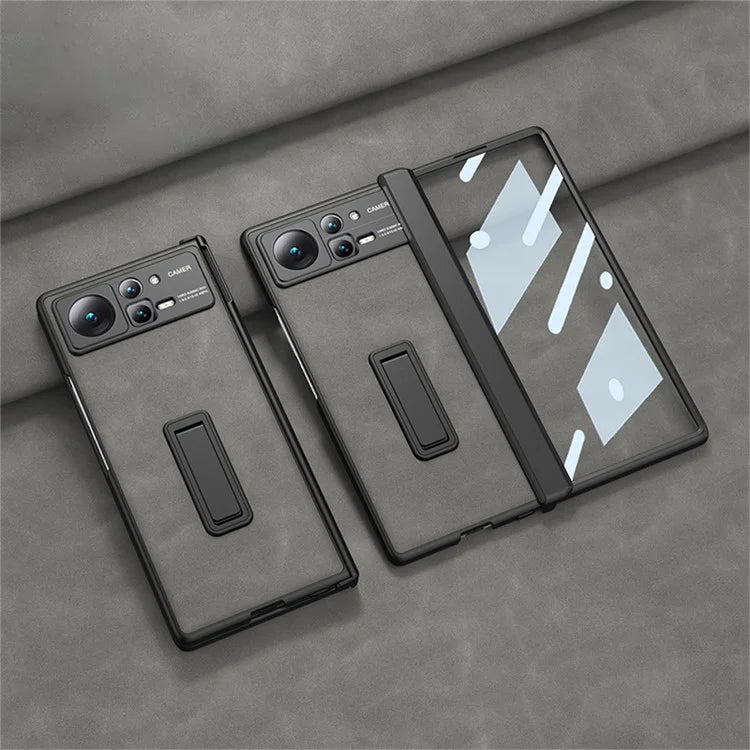 GKK For Xiaomi Mix Fold 2 5G Matte Leather Case Kickstand Phone Cover with Tempered Glass Film