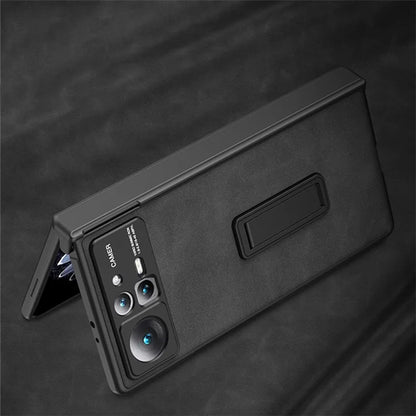 GKK For Xiaomi Mix Fold 2 5G Matte Leather Case Kickstand Phone Cover with Tempered Glass Film