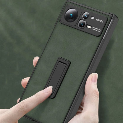 GKK For Xiaomi Mix Fold 2 5G Matte Leather Case Kickstand Phone Cover with Tempered Glass Film