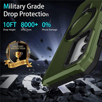 For Samsung Galaxy A14 5G / A14 4G Phone Cover Anti-fall TPU+PC Ring Kickstand Caseish Green