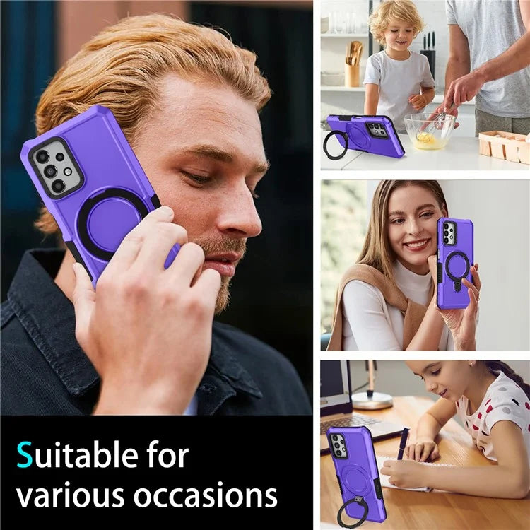For Samsung Galaxy A13 5G / A13 4G Case Slim-Fit TPU+PC 2-in-1 Ring Kickstand Phone Back Shell