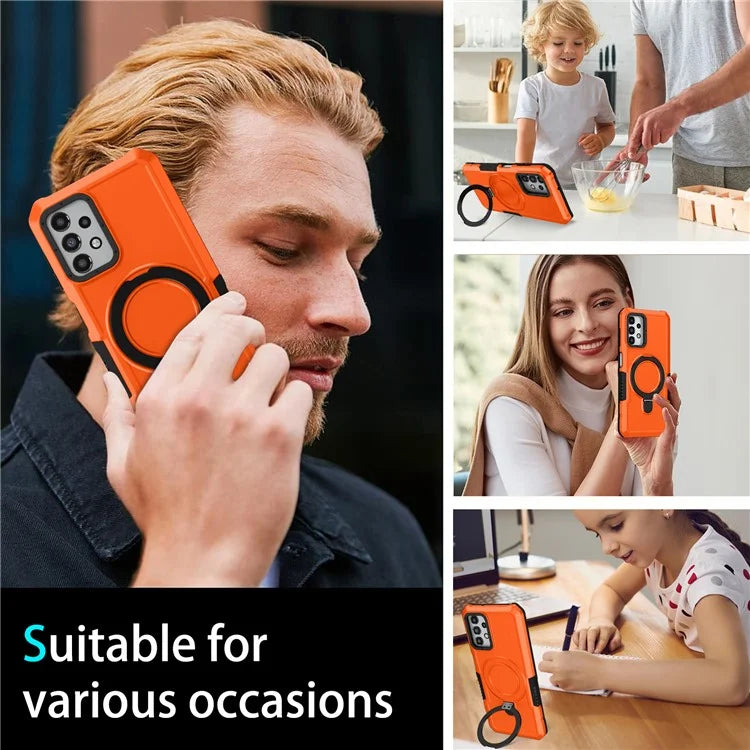 For Samsung Galaxy A13 5G / A13 4G Case Slim-Fit TPU+PC 2-in-1 Ring Kickstand Phone Back Shell