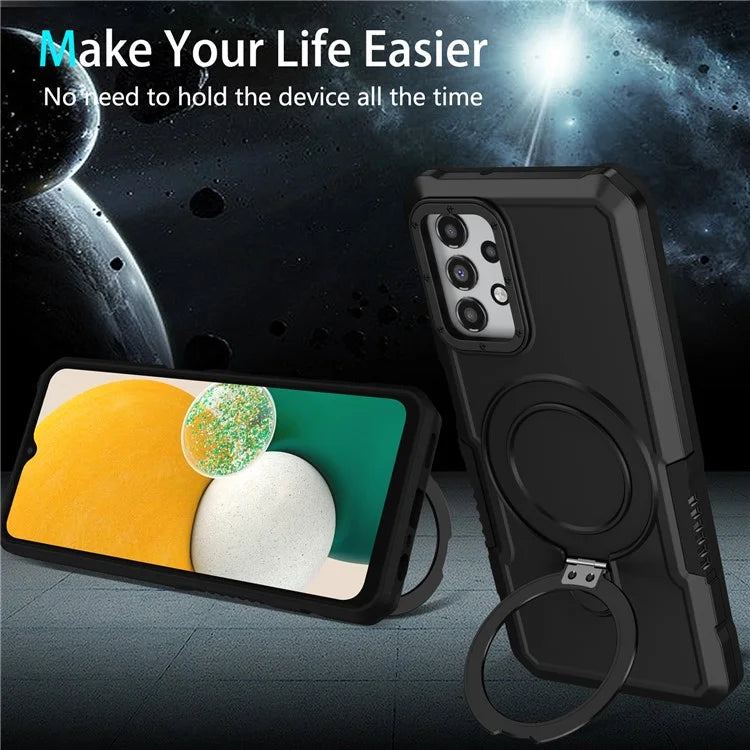 For Samsung Galaxy A13 5G / A13 4G Case Slim-Fit TPU+PC 2-in-1 Ring Kickstand Phone Back Shell