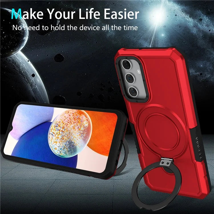 For Samsung Galaxy A15 4G / A15 5G Cell Phone Case Hybrid TPU+PC Ring Holder Kickstand Cover