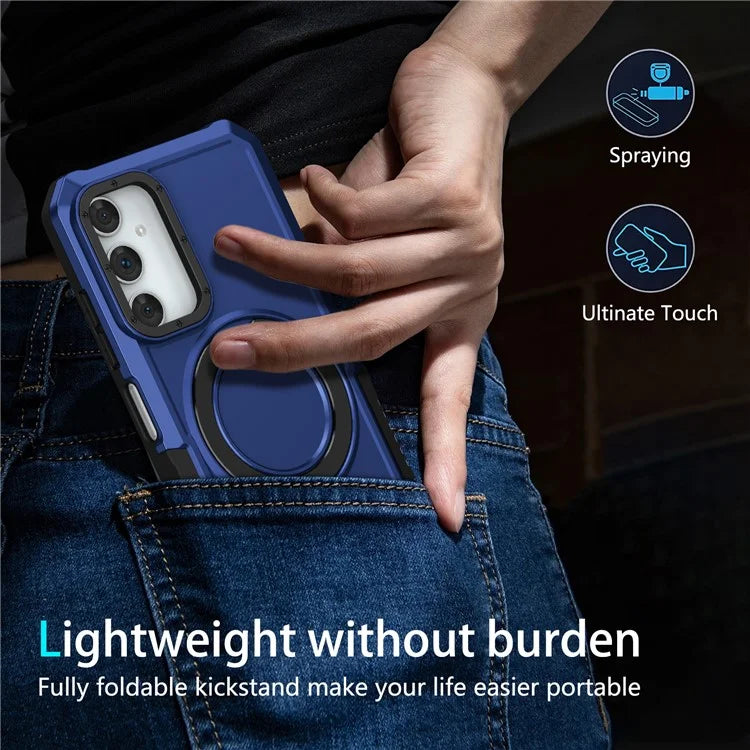 For Samsung Galaxy A05s 4G Cell Phone Case TPU+PC 2-in-1 Ring Kickstand Protective Shell
