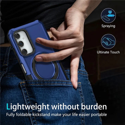 For Samsung Galaxy A05s 4G Cell Phone Case TPU+PC 2-in-1 Ring Kickstand Protective Shell