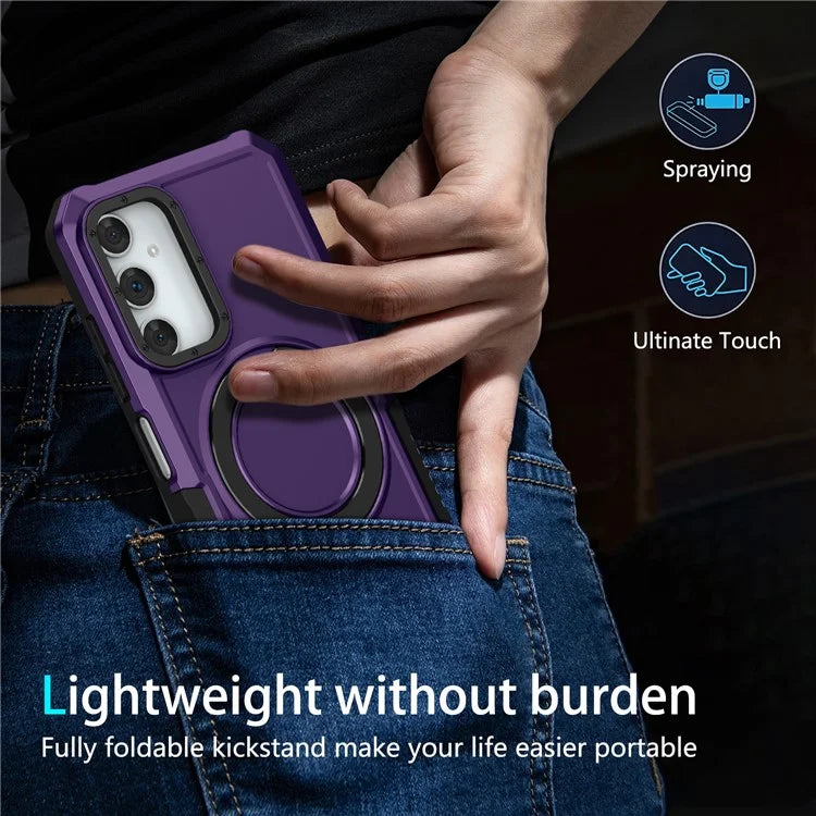 For Samsung Galaxy A05s 4G Cell Phone Case TPU+PC 2-in-1 Ring Kickstand Protective Shell