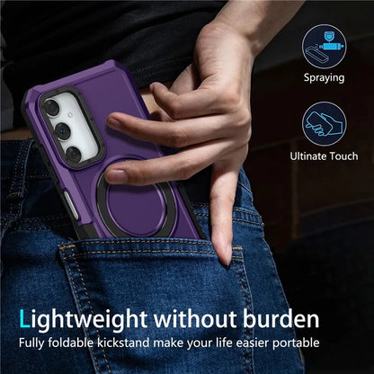 For Samsung Galaxy A05s 4G Cell Phone Case TPU+PC 2-in-1 Ring Kickstand Protective Shell