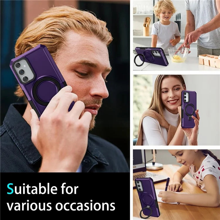 For Samsung Galaxy A05s 4G Cell Phone Case TPU+PC 2-in-1 Ring Kickstand Protective Shell