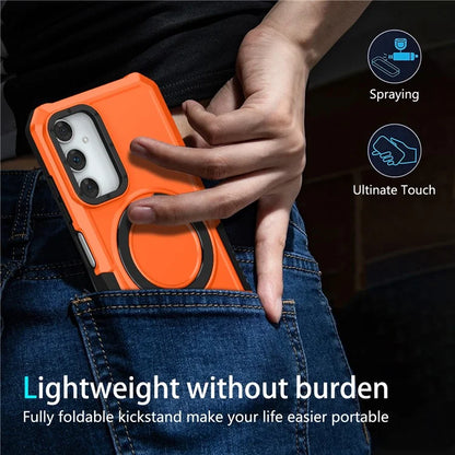 For Samsung Galaxy A05s 4G Cell Phone Case TPU+PC 2-in-1 Ring Kickstand Protective Shell
