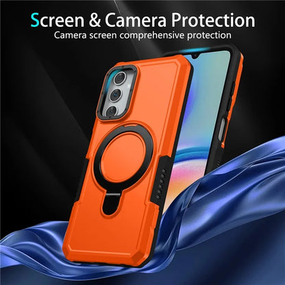 For Samsung Galaxy A05s 4G Cell Phone Case TPU+PC 2-in-1 Ring Kickstand Protective Shell