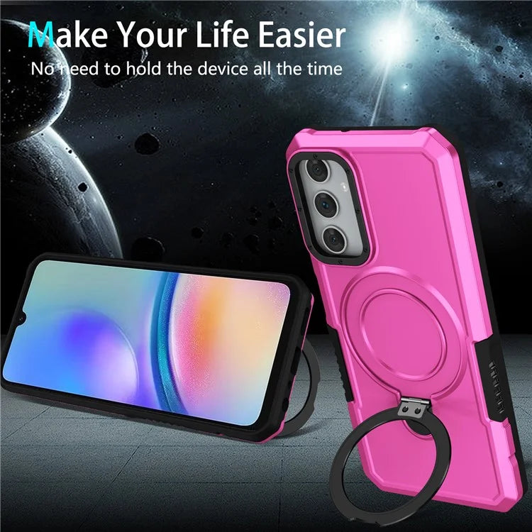 For Samsung Galaxy A05s 4G Cell Phone Case TPU+PC 2-in-1 Ring Kickstand Protective Shell