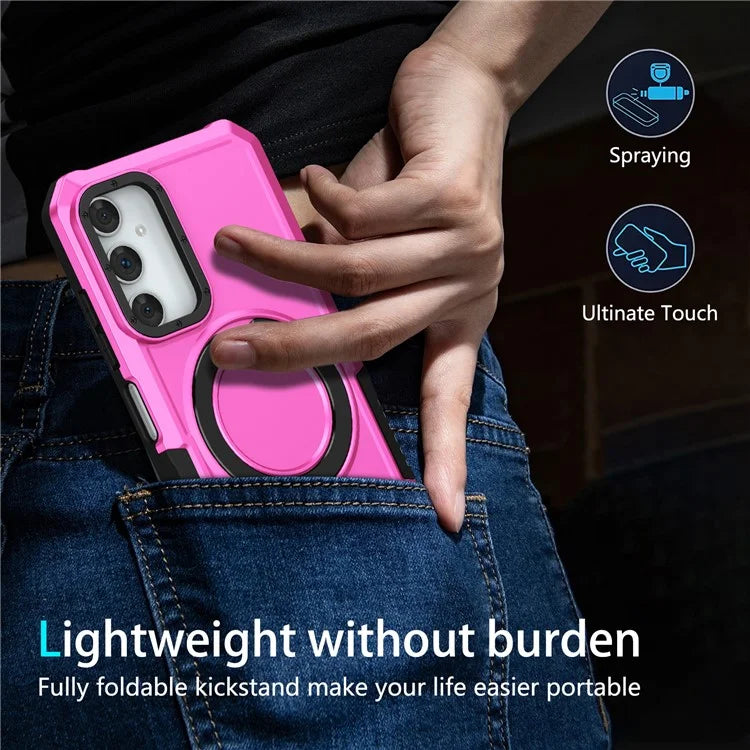 For Samsung Galaxy A05s 4G Cell Phone Case TPU+PC 2-in-1 Ring Kickstand Protective Shell