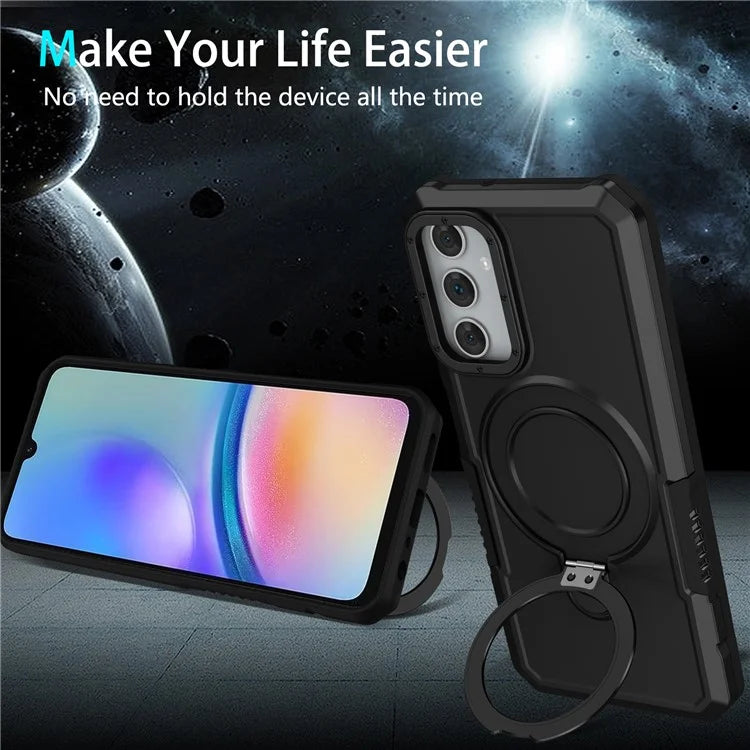 For Samsung Galaxy A05s 4G Cell Phone Case TPU+PC 2-in-1 Ring Kickstand Protective Shell