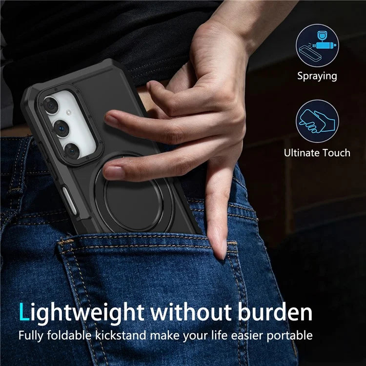 For Samsung Galaxy A05s 4G Cell Phone Case TPU+PC 2-in-1 Ring Kickstand Protective Shell