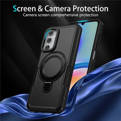 For Samsung Galaxy A05s 4G Cell Phone Case TPU+PC 2-in-1 Ring Kickstand Protective Shell
