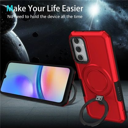 For Samsung Galaxy A05s 4G Cell Phone Case TPU+PC 2-in-1 Ring Kickstand Protective Shell