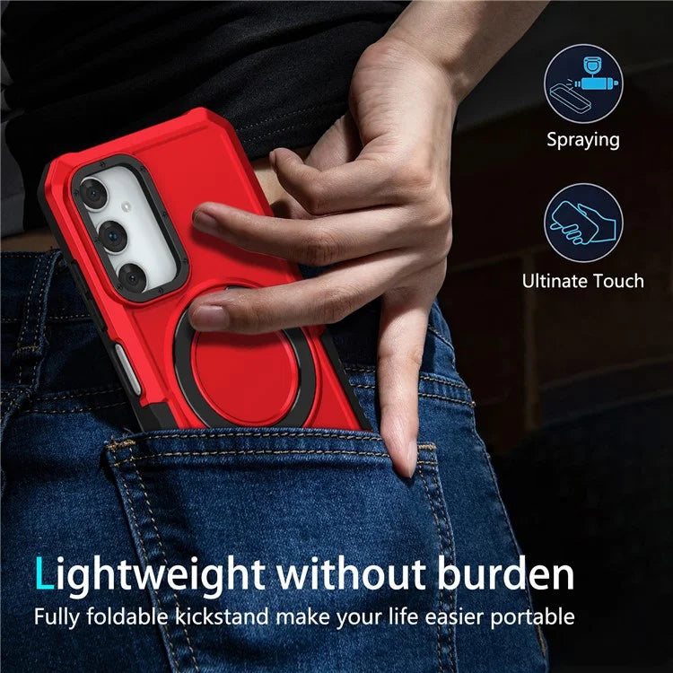 For Samsung Galaxy A05s 4G Cell Phone Case TPU+PC 2-in-1 Ring Kickstand Protective Shell