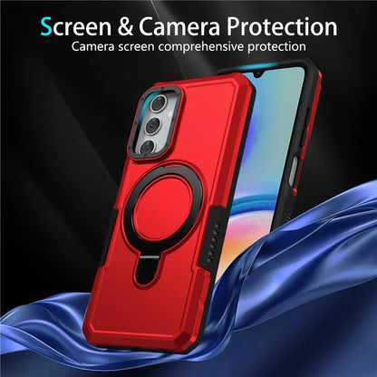 For Samsung Galaxy A05s 4G Cell Phone Case TPU+PC 2-in-1 Ring Kickstand Protective Shell