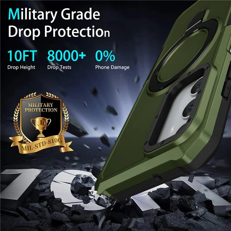 For Samsung Galaxy A05s 4G Cell Phone Case TPU+PC 2-in-1 Ring Kickstand Protective Shellish Green