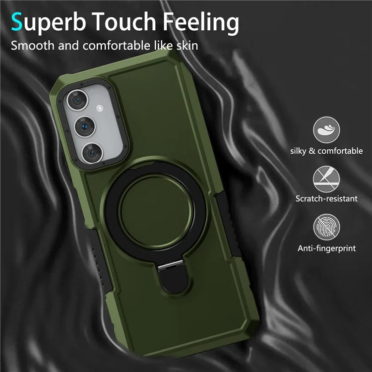 For Samsung Galaxy A05s 4G Cell Phone Case TPU+PC 2-in-1 Ring Kickstand Protective Shellish Green