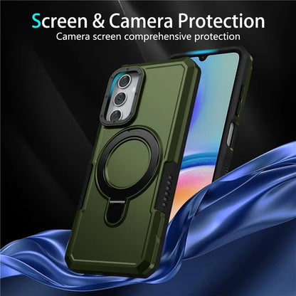 For Samsung Galaxy A05s 4G Cell Phone Case TPU+PC 2-in-1 Ring Kickstand Protective Shellish Green