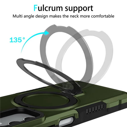 For Samsung Galaxy A05s 4G Cell Phone Case TPU+PC 2-in-1 Ring Kickstand Protective Shellish Green