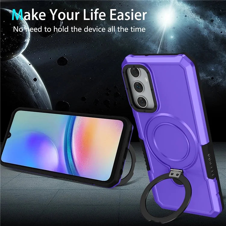 For Samsung Galaxy A05s 4G Cell Phone Case TPU+PC 2-in-1 Ring Kickstand Protective Shell