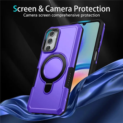 For Samsung Galaxy A05s 4G Cell Phone Case TPU+PC 2-in-1 Ring Kickstand Protective Shell