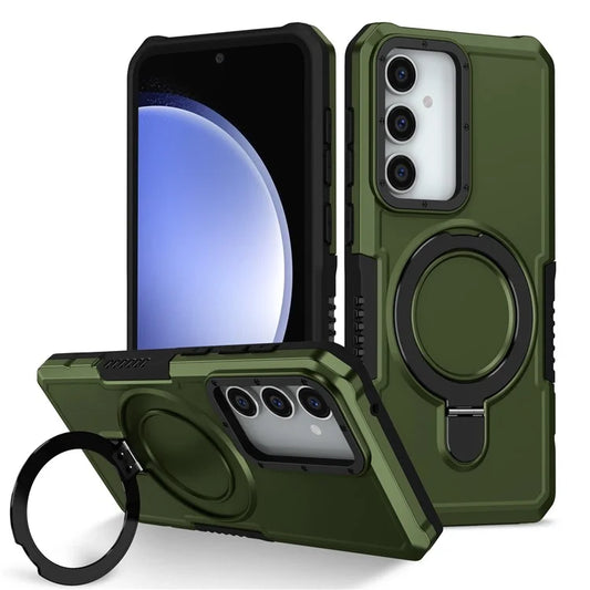 For Samsung Galaxy S23 FE Case Hybrid TPU+PC Kickstand Anti-scratch Phone Protectorish Green