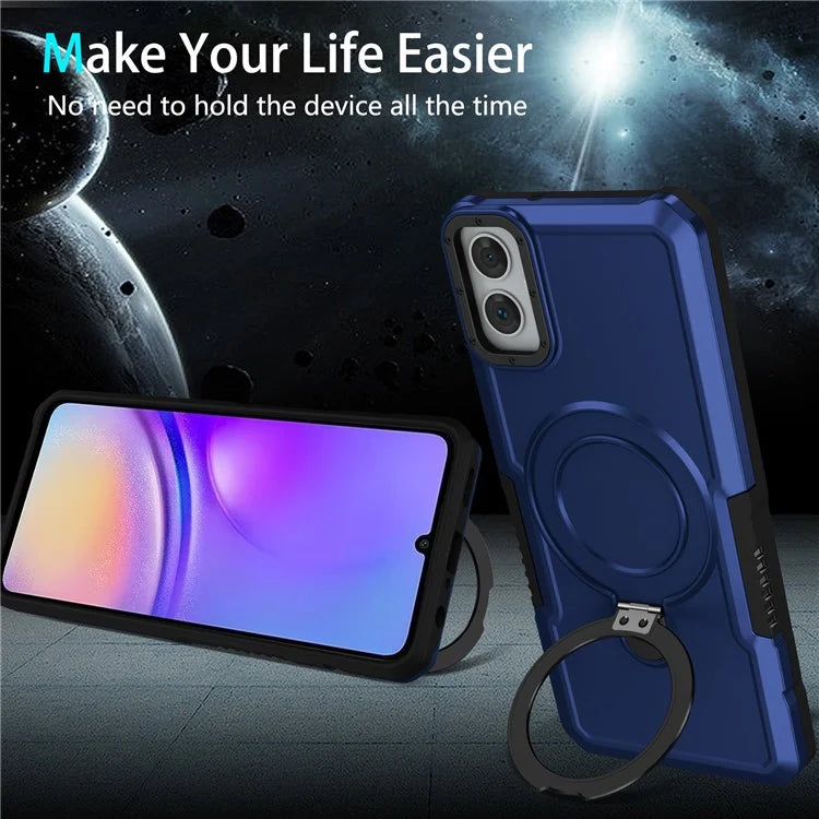 For Samsung Galaxy A05 4G Cover Hybrid TPU+PC Smartphone Case with Ring Holder Kickstand