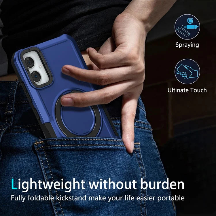 For Samsung Galaxy A05 4G Cover Hybrid TPU+PC Smartphone Case with Ring Holder Kickstand