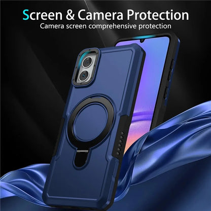 For Samsung Galaxy A05 4G Cover Hybrid TPU+PC Smartphone Case with Ring Holder Kickstand