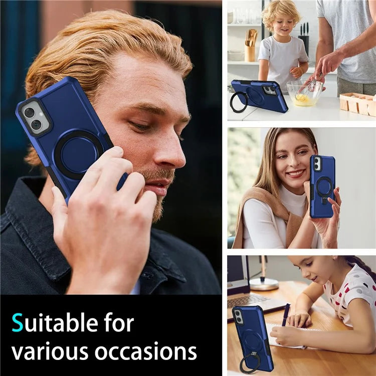 For Samsung Galaxy A05 4G Cover Hybrid TPU+PC Smartphone Case with Ring Holder Kickstand