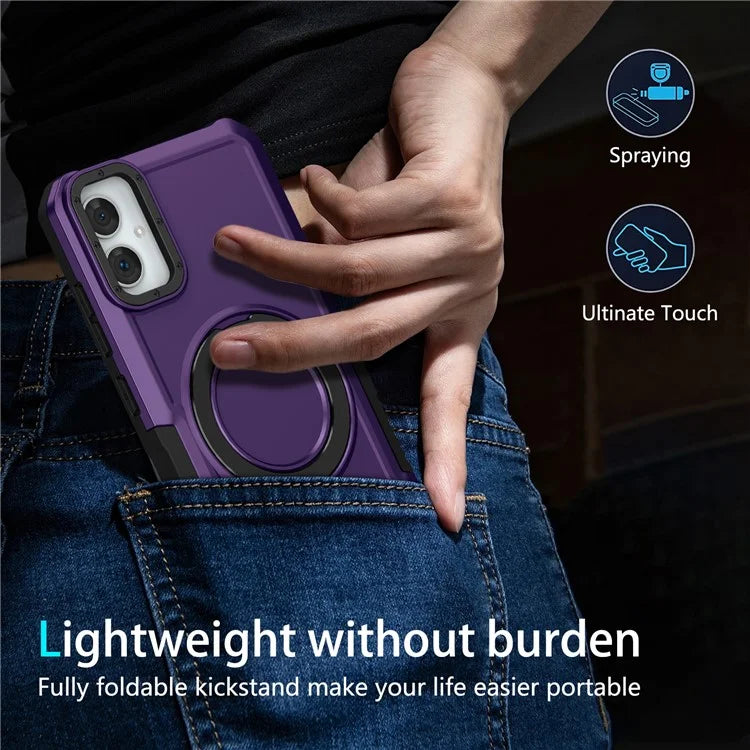 For Samsung Galaxy A05 4G Cover Hybrid TPU+PC Smartphone Case with Ring Holder Kickstand