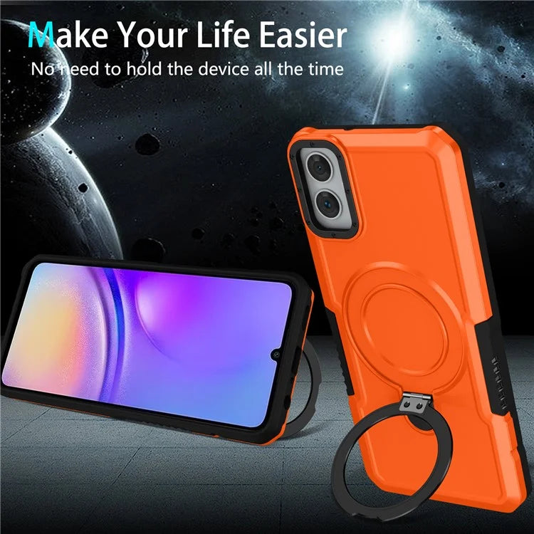 For Samsung Galaxy A05 4G Cover Hybrid TPU+PC Smartphone Case with Ring Holder Kickstand
