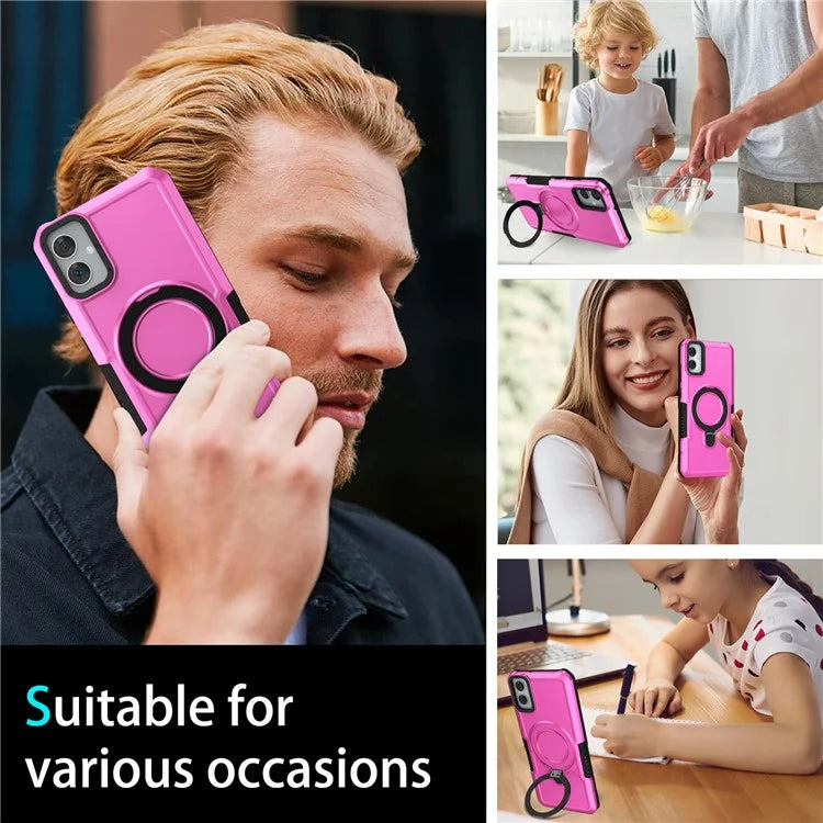 For Samsung Galaxy A05 4G Cover Hybrid TPU+PC Smartphone Case with Ring Holder Kickstand