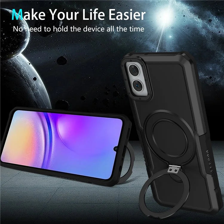 For Samsung Galaxy A05 4G Cover Hybrid TPU+PC Smartphone Case with Ring Holder Kickstand