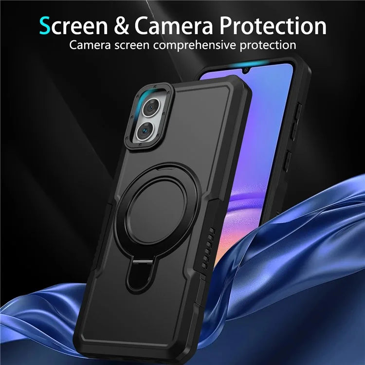 For Samsung Galaxy A05 4G Cover Hybrid TPU+PC Smartphone Case with Ring Holder Kickstand