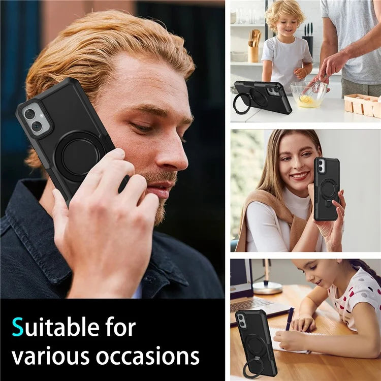 For Samsung Galaxy A05 4G Cover Hybrid TPU+PC Smartphone Case with Ring Holder Kickstand