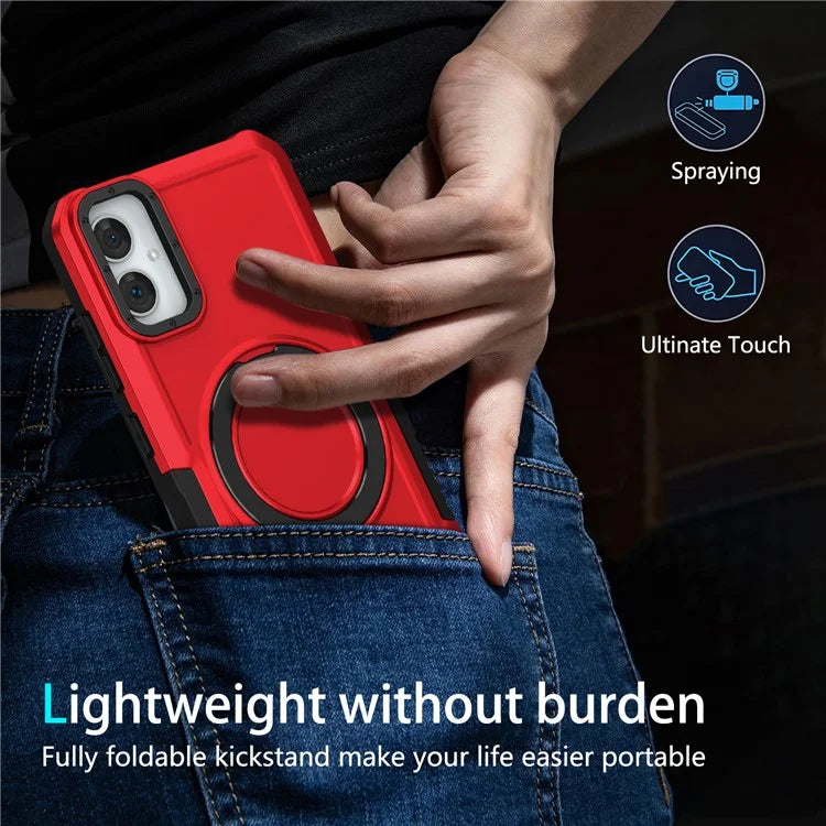 For Samsung Galaxy A05 4G Cover Hybrid TPU+PC Smartphone Case with Ring Holder Kickstand