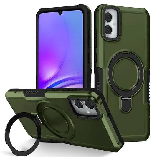 For Samsung Galaxy A05 4G Cover Hybrid TPU+PC Smartphone Case with Ring Holder Kickstandish Green