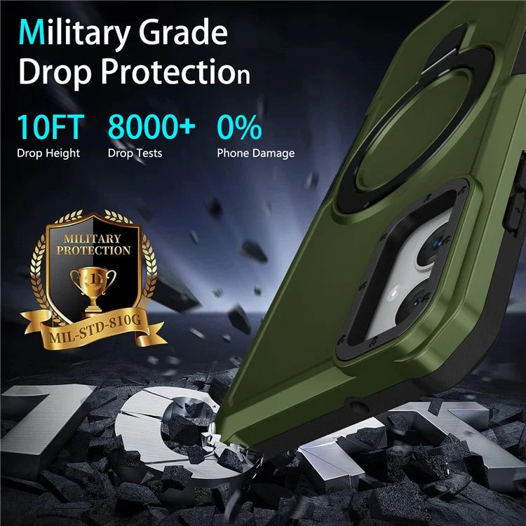 For Samsung Galaxy A05 4G Cover Hybrid TPU+PC Smartphone Case with Ring Holder Kickstandish Green