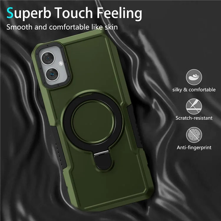For Samsung Galaxy A05 4G Cover Hybrid TPU+PC Smartphone Case with Ring Holder Kickstandish Green