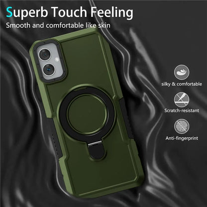 For Samsung Galaxy A05 4G Cover Hybrid TPU+PC Smartphone Case with Ring Holder Kickstandish Green
