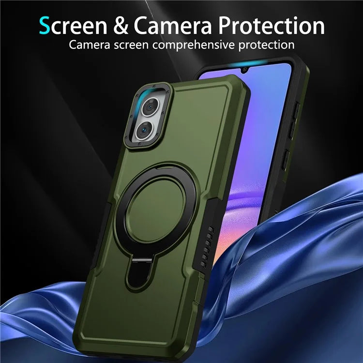 For Samsung Galaxy A05 4G Cover Hybrid TPU+PC Smartphone Case with Ring Holder Kickstandish Green